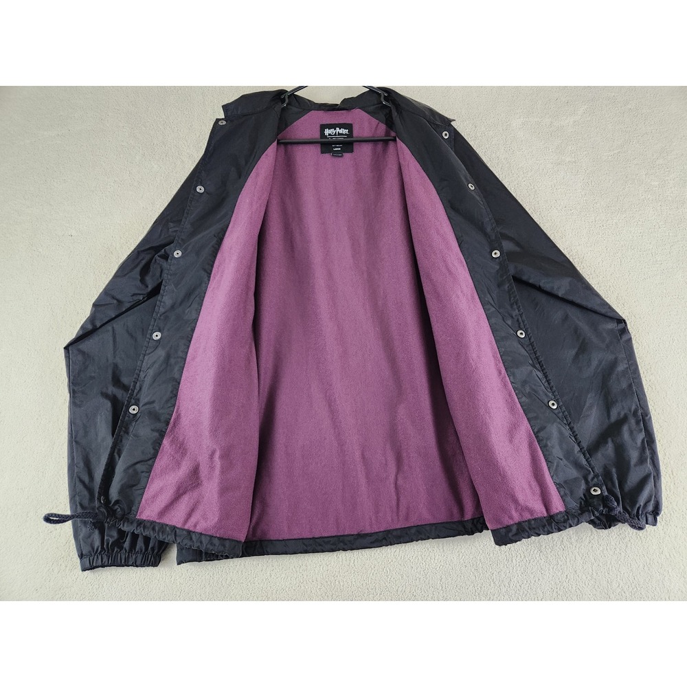 Vans Harry Potter  Deathly Hallows Coach Jacket Black Size Large Snap Button - Picture 3 of 11